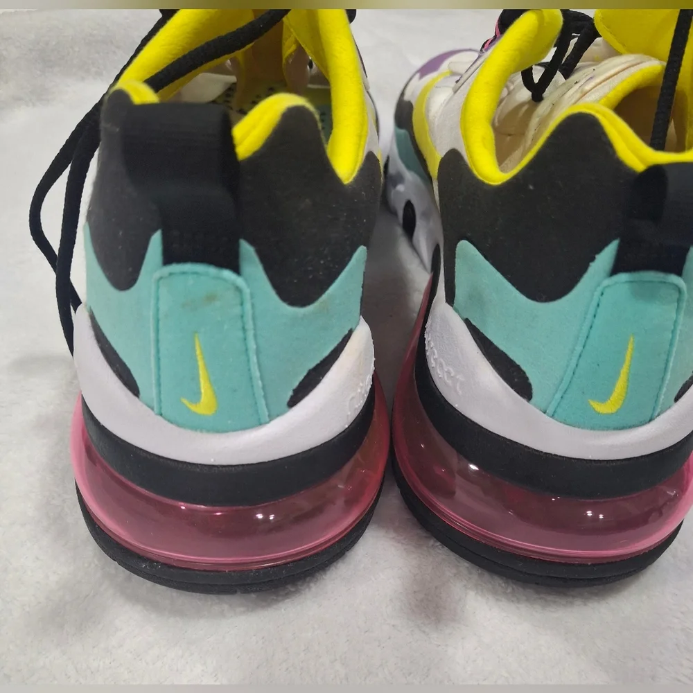 Nike Air Max 270 React in Yellow, Purple, and Teal.Size 9.5 - Picture 5 of 10